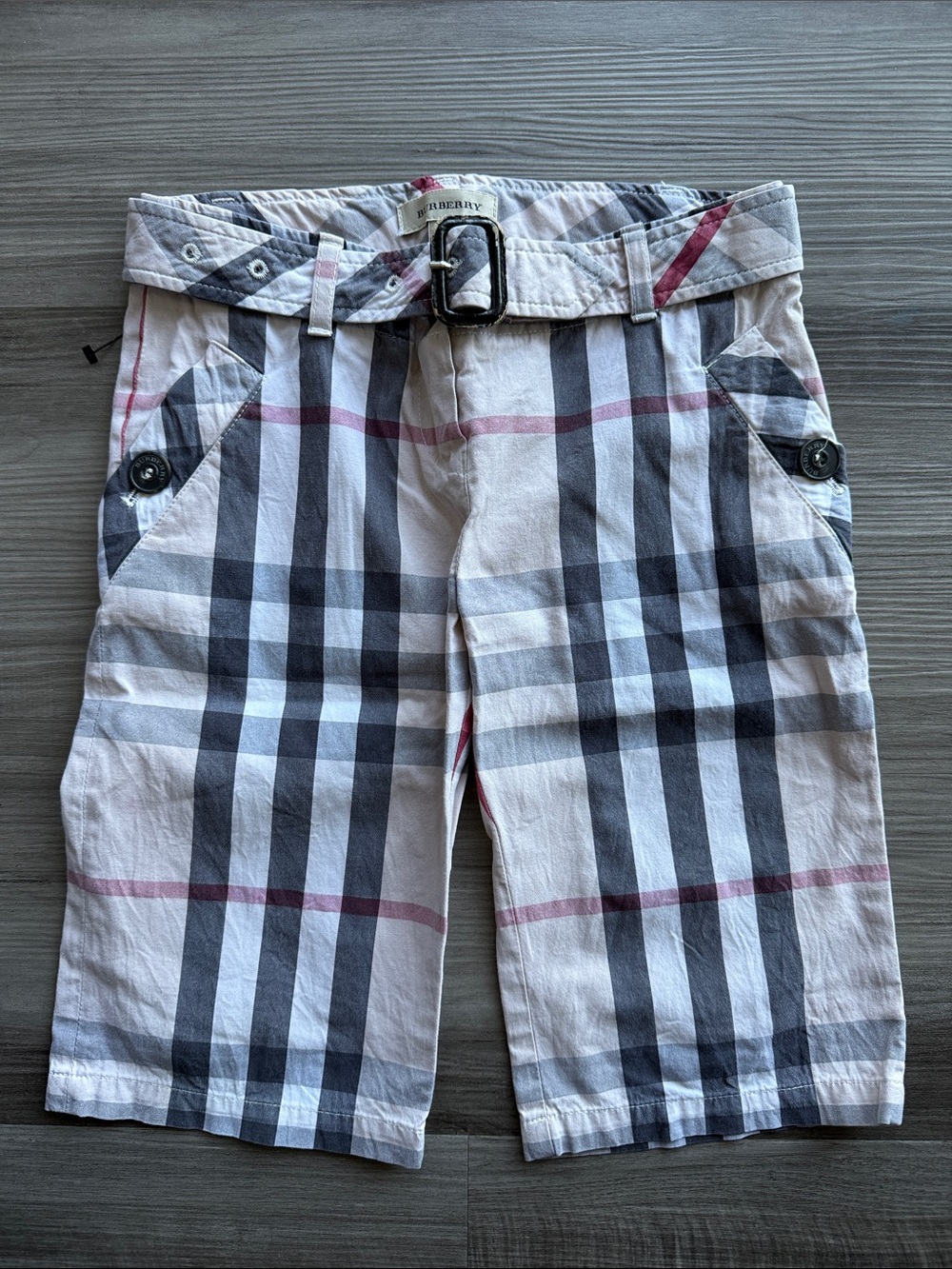 Burberry Cream Plaid Kids Shorts